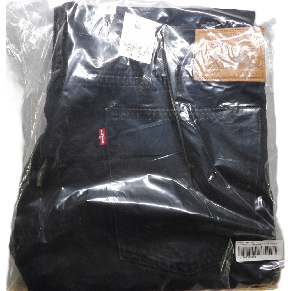 NWT Levi's 517 Bootcut Jeans Men W38x32 Black Denim Welcome To The Rodeo Premium